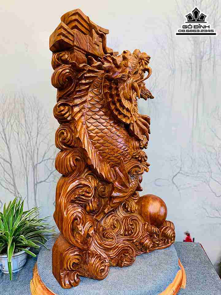 Tượng Cá Chép Hóa Rồng Gỗ Ngọc Am 5