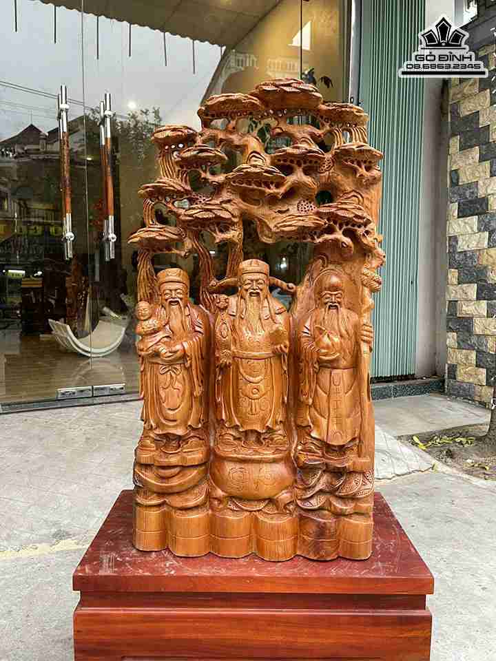 Tượng Tam Đa Cây Tùng Gỗ Ngọc Am 4