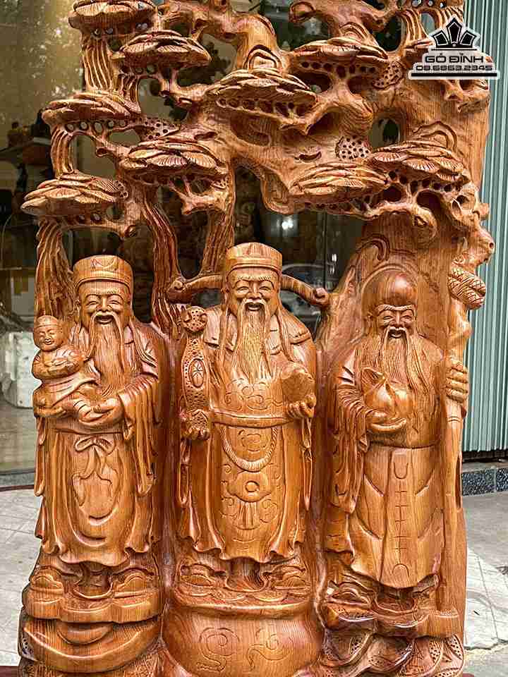 Tượng Tam Đa Cây Tùng Gỗ Ngọc Am 5