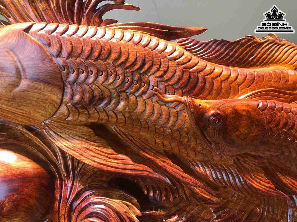 Tượng Cá Kim Long Gỗ Hương Việt 3