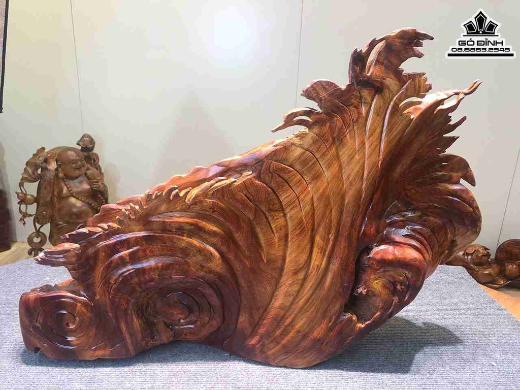 Tượng Cá Kim Long Gỗ Hương Việt 5