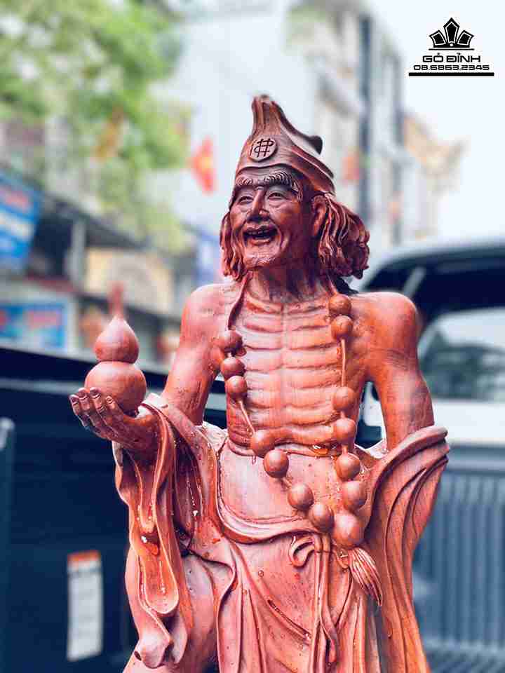 Tượng Phật Sống Tế Công Gỗ Trắc Việt Liền Khối 3