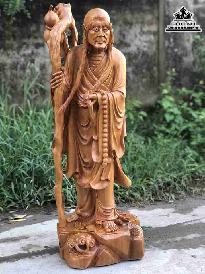 Tượng Trường Mi La Hán Gỗ Ngọc Am 0