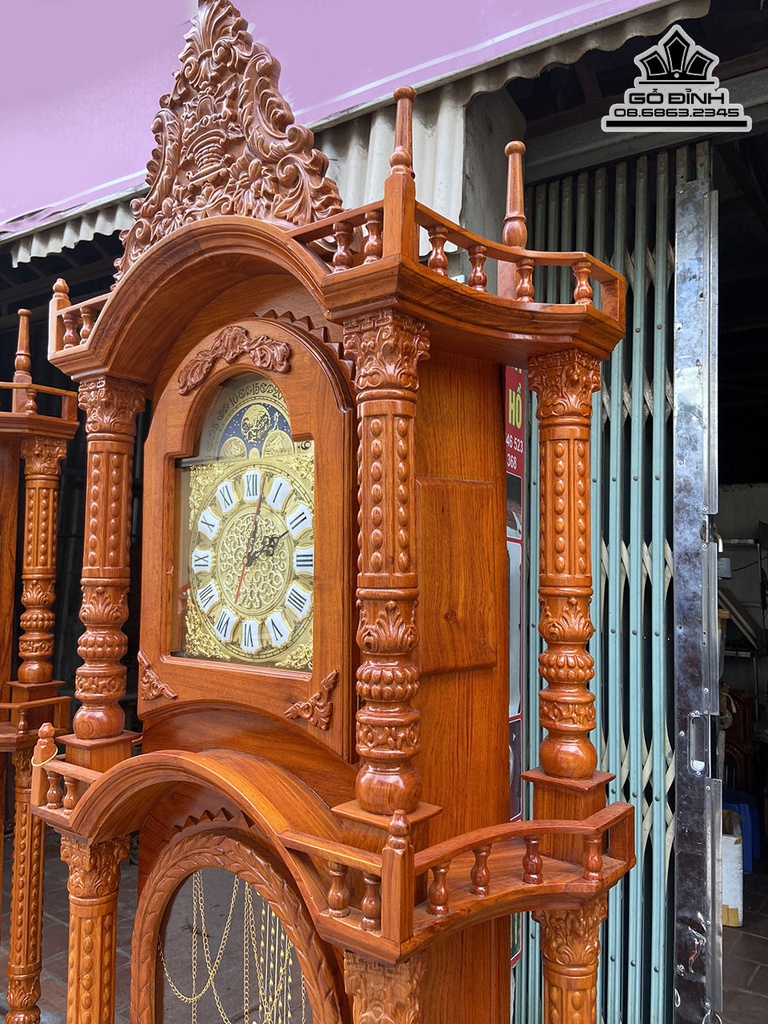 Đồng Hồ Phòng Khách Gỗ Hương Đá Cao 230 Ngang 90 Sâu 45 (cm) 2