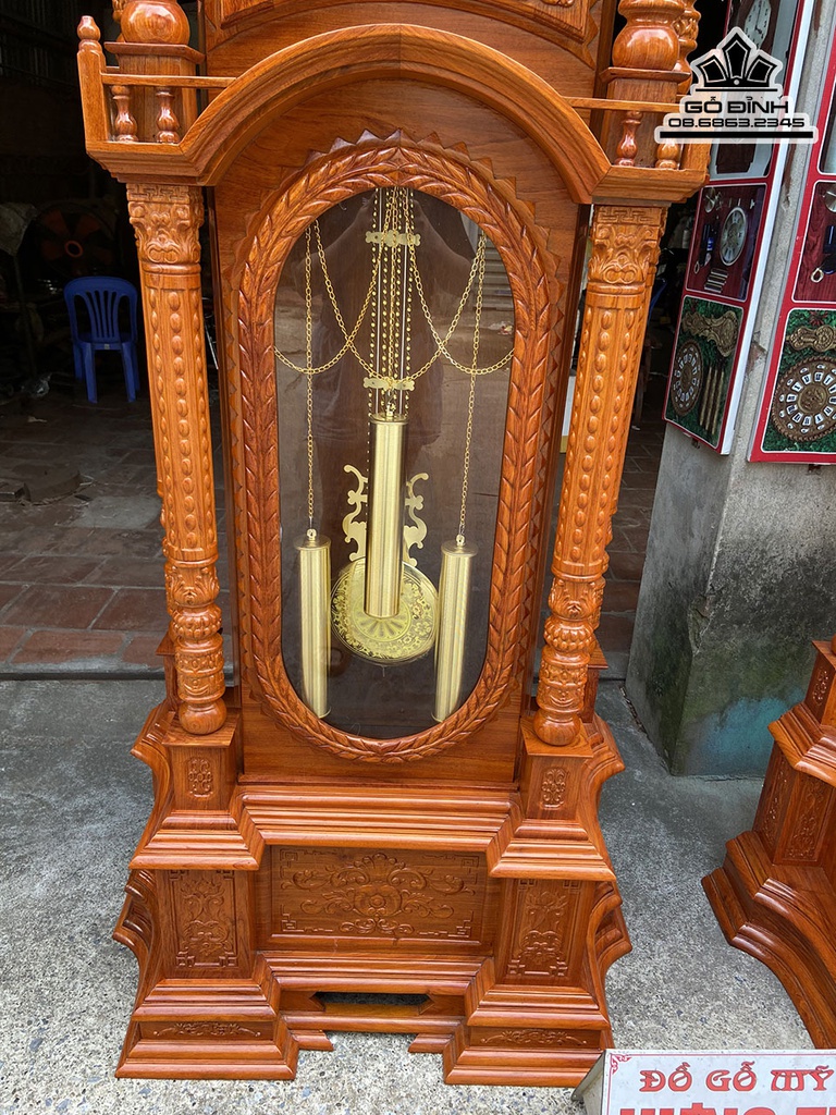 Đồng Hồ Phòng Khách Gỗ Hương Đá Cao 230 Ngang 90 Sâu 45 (cm)