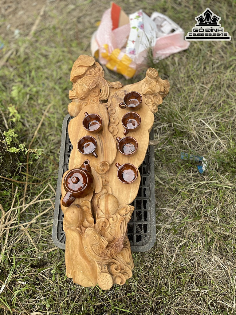 Khay Trà Gỗ Ngọc Am Cao 16 Dài 81 Rộng 37 (cm) 1