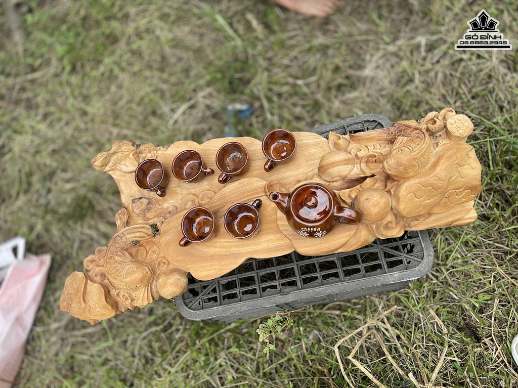 Khay Trà Gỗ Ngọc Am Cao 16 Dài 81 Rộng 37 (cm) 2