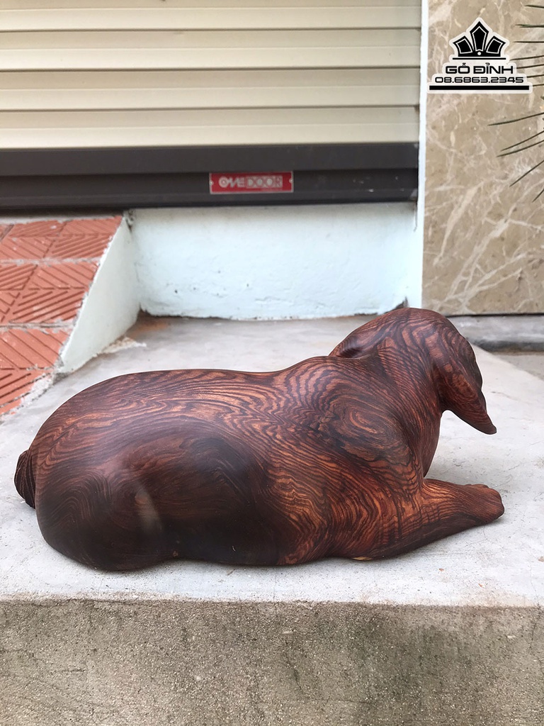 Tượng Chó Gỗ Cẩm Cao 13 Ngang 32 Sâu 20 (cm) 1
