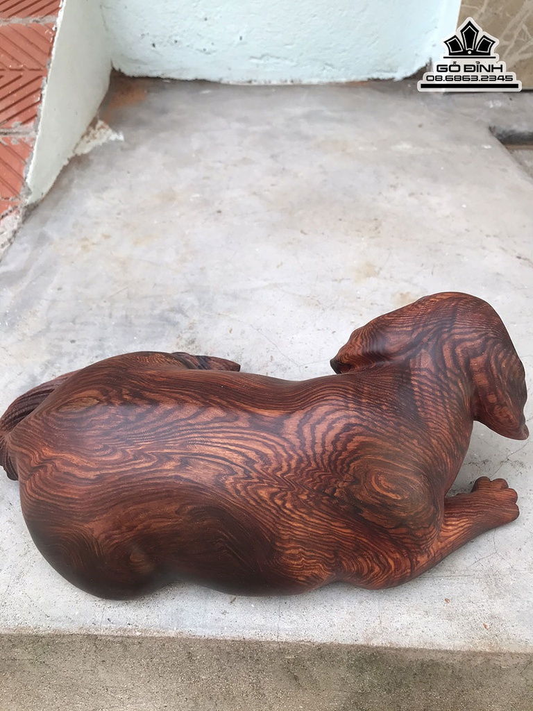 Tượng Chó Gỗ Cẩm Cao 13 Ngang 32 Sâu 20 (cm) 2