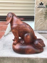 Tượng Chó Gỗ Cẩm Cao 30 Ngang 35 Sâu 25 (cm) 2