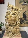 Tượng Phật Di Lặc Vác Cành Đào Gỗ Bách Xanh Cao 75 Ngang 39 Sâu 25 (cm) 1