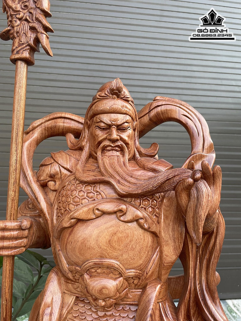 Tượng Quan Công Gỗ Hương Cao 80 Ngang 31 Sâu 21 (cm) 2