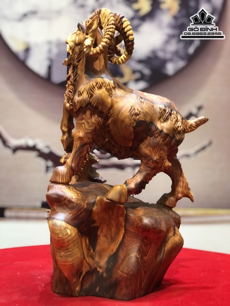 Tượng Dê Tài Lộc (Nhất Dương) Gỗ Cẩm Cao 45 Ngang 25 Sâu 20 (cm) 0