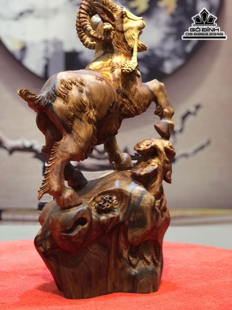 Tượng Dê Tài Lộc (Nhất Dương) Gỗ Cẩm Cao 45 Ngang 25 Sâu 20 (cm) 1