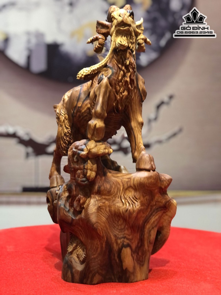 Tượng Dê Tài Lộc (Nhất Dương) Gỗ Cẩm Cao 45 Ngang 25 Sâu 20 (cm) 3