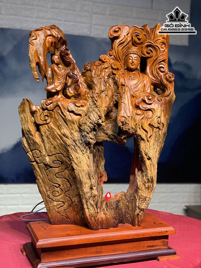 Tượng Nhất Tâm Bái Phật Gỗ Hương Việt Cao 78 Ngang 52 Sâu 20 (cm) 0