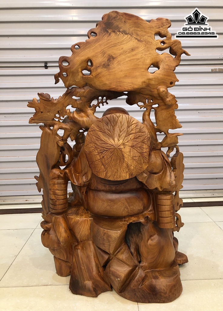 Tượng Phật Di lặc Vác Cành Đào Gỗ Hương Cao 90 Ngang 75 Sâu 50 (cm) 1