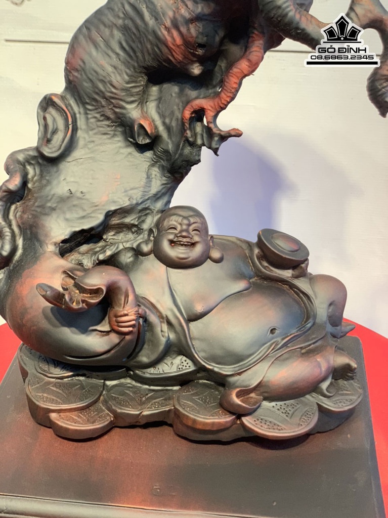 Tượng Phật Di Lặc Ngồi Cây Khô Gỗ Trắc Cao 46 Ngang 38 Sâu 17 (cm) 2