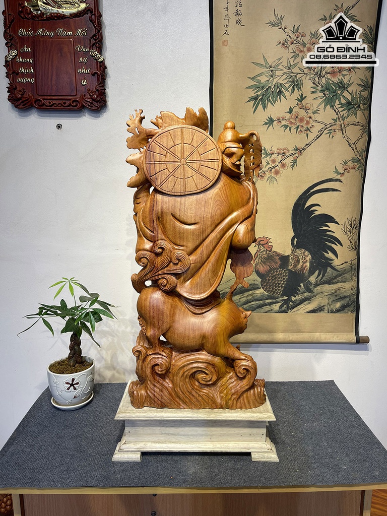 Tượng Phật Di Lặc Đứng Nghê Gỗ Hương Cao 73 Ngang 31 Sâu 14 (cm) 6