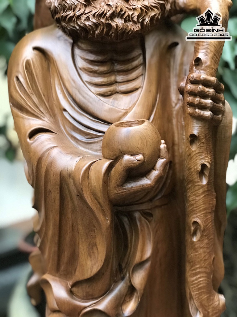 Tượng Đạt Ma Sư Tổ Giáo Hóa Gỗ Bách Xanh Cao 91 Ngang 30 Sâu 25 (cm) 0