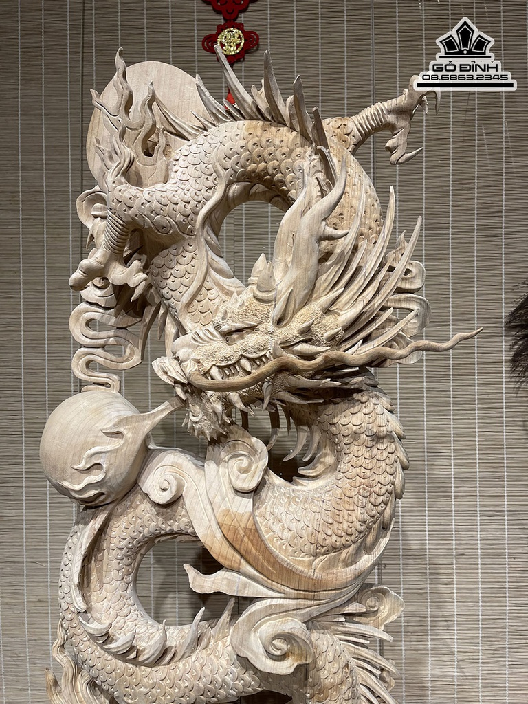 Tượng Nhất Long Gỗ Ngọc Am Cao 98 Ngang 39 Sâu 13 (cm) 2