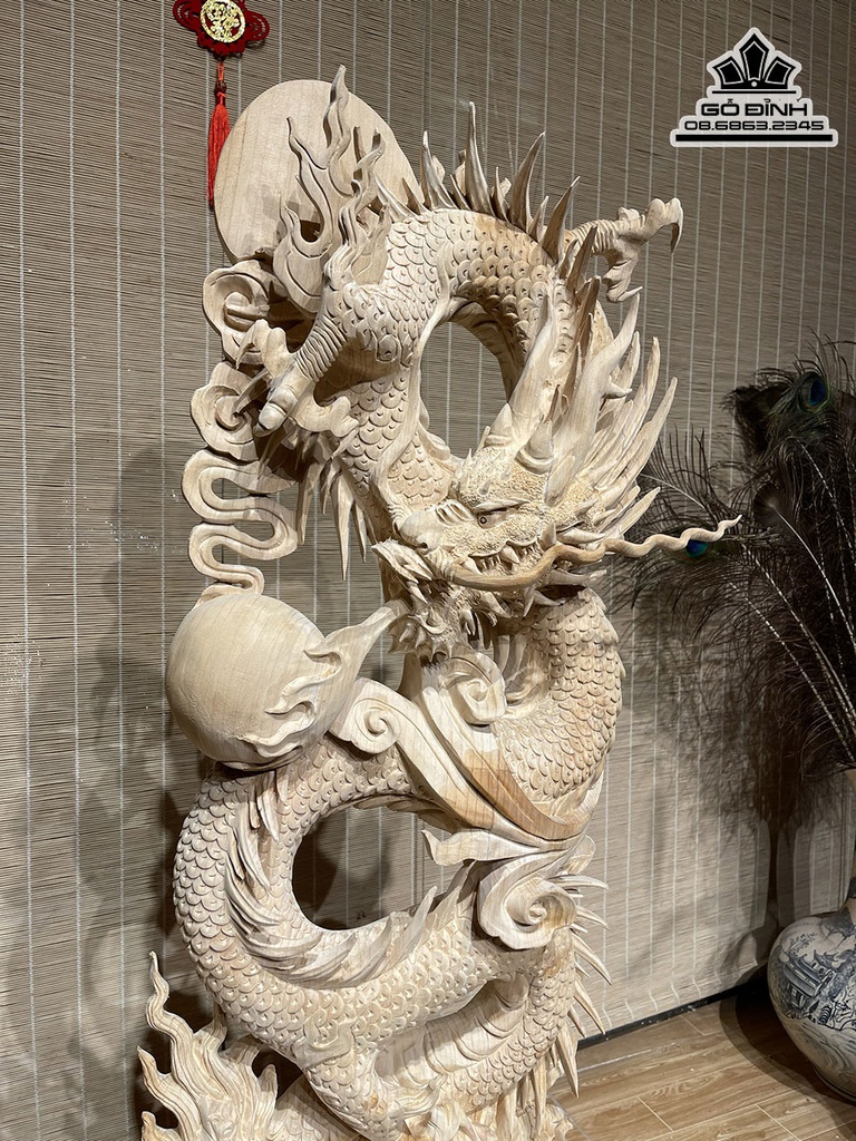 Tượng Nhất Long Gỗ Ngọc Am Cao 98 Ngang 39 Sâu 13 (cm) 3