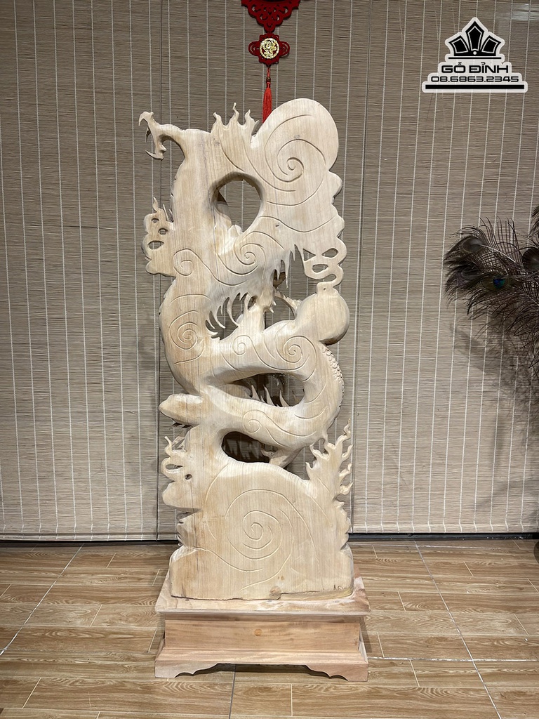 Tượng Nhất Long Gỗ Ngọc Am Cao 98 Ngang 39 Sâu 13 (cm) 4