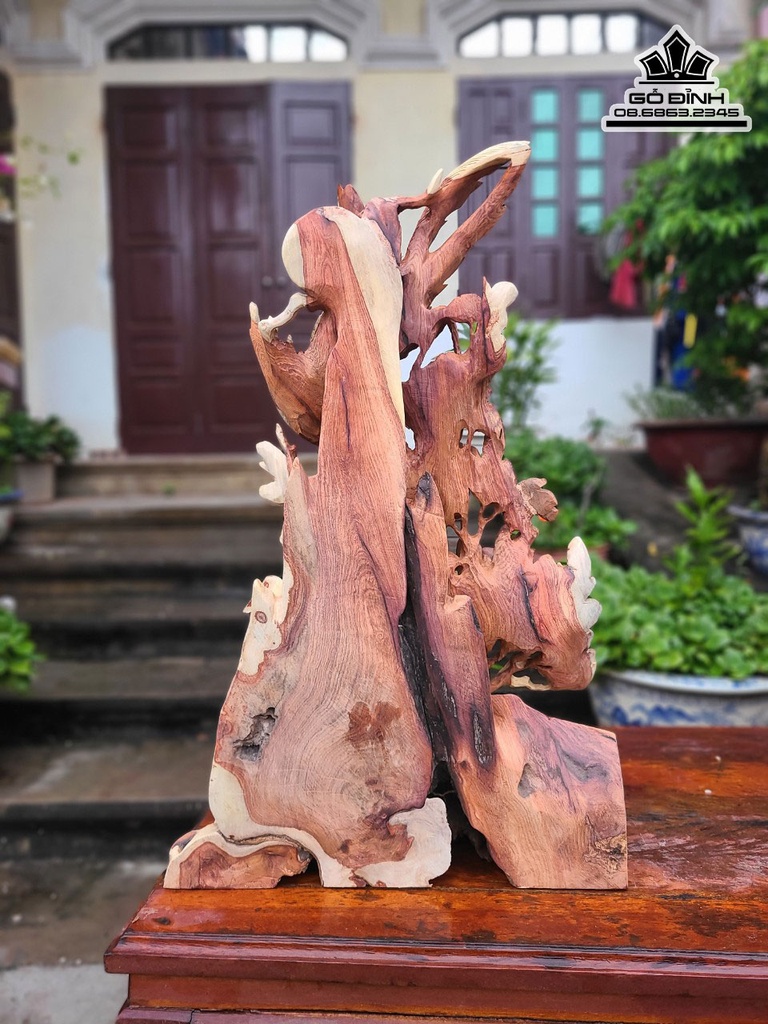 Tượng Song Điểu Uyên Ương Gỗ Hương Việt Cao 61 Ngang 38 Sâu 22 (cm) 3