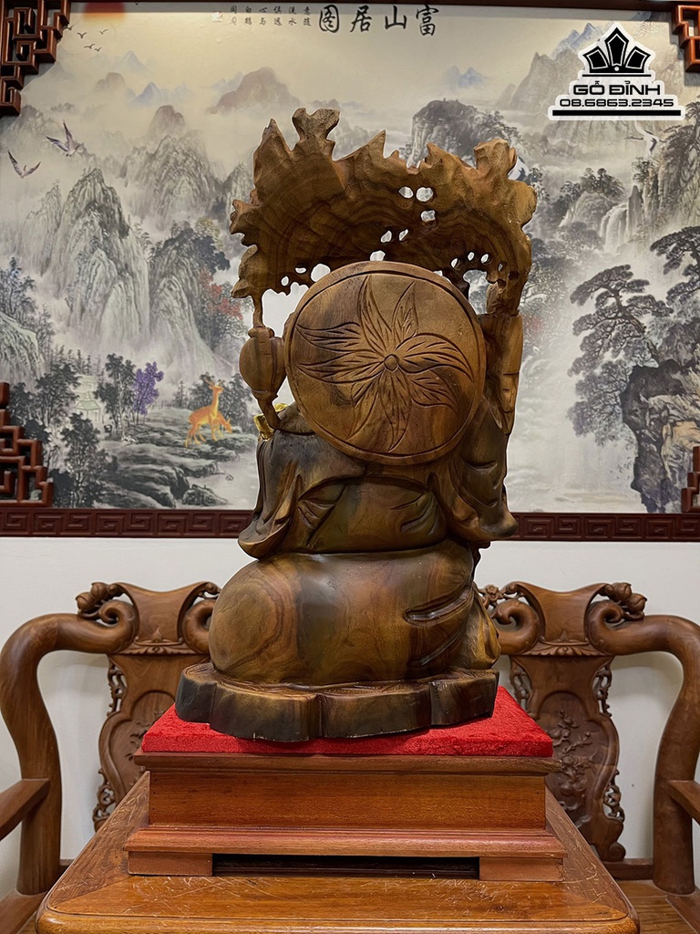 Tượng Phật Di Lặc Tài Lộc Gỗ Xá Xị (Gù Hương) Cao 52 Ngang 33 Sâu 23 (cm) 1