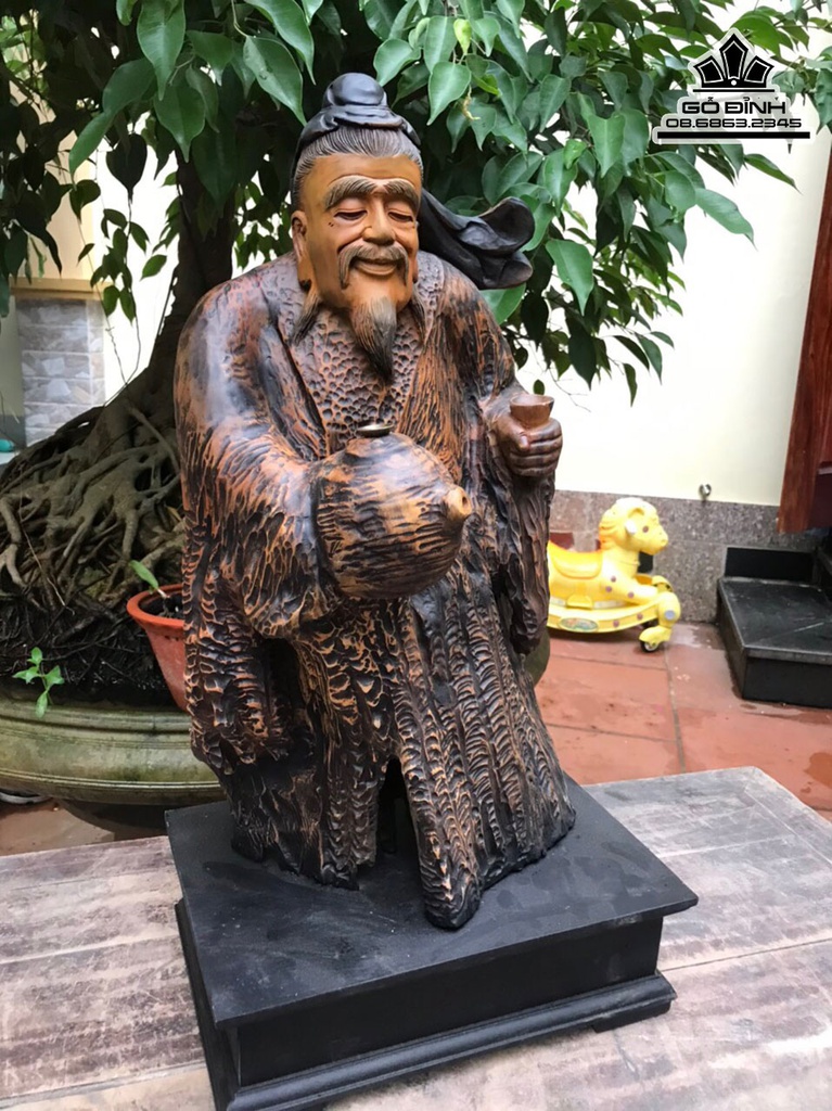 Tượng Thần Trà Gỗ Bách Xanh Cao 52 Ngang 28 Sâu 20 (cm) 0