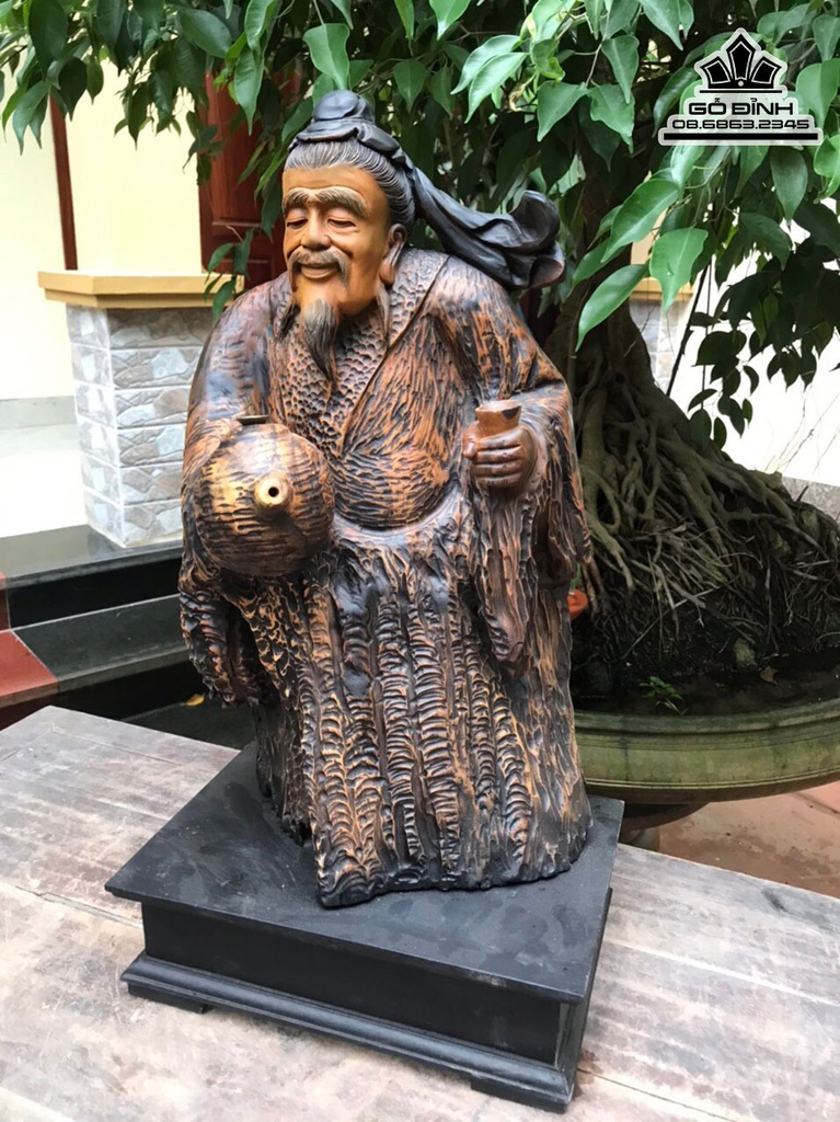 Tượng Thần Trà Gỗ Bách Xanh Cao 52 Ngang 28 Sâu 20 (cm) 1