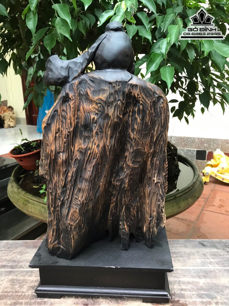 Tượng Thần Trà Gỗ Bách Xanh Cao 52 Ngang 28 Sâu 20 (cm) 4
