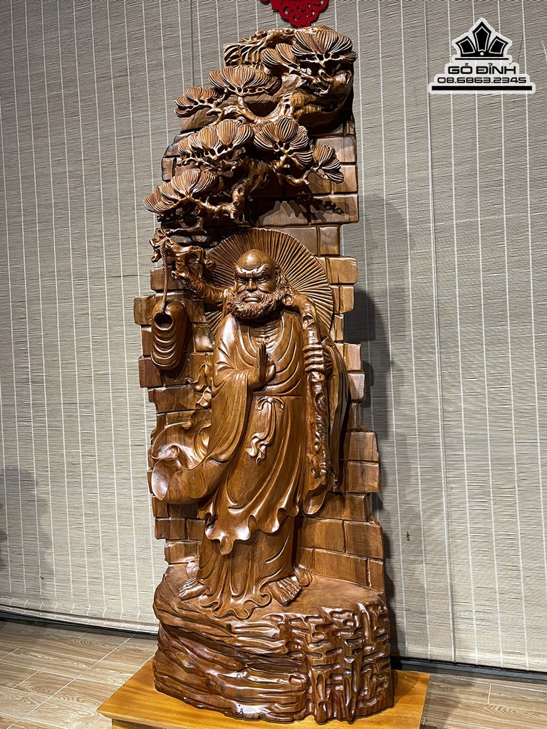 Tượng Đạt Ma Sư Tổ Giáo Hóa Gỗ Ngọc Am Cao 108 Ngang 40 Sâu 15 (cm)7