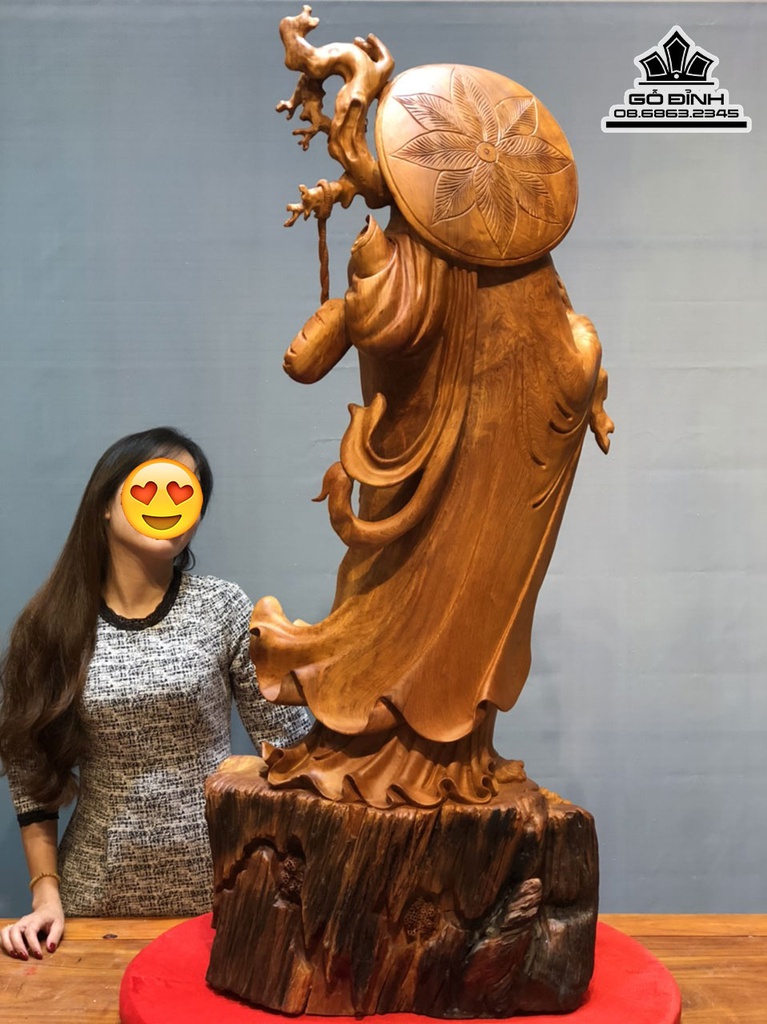 Tượng Đạt Ma Sư Tổ Giáo Hóa Gỗ Hương Việt Cao 128 Ngang 52 Sâu 32 (cm) 2