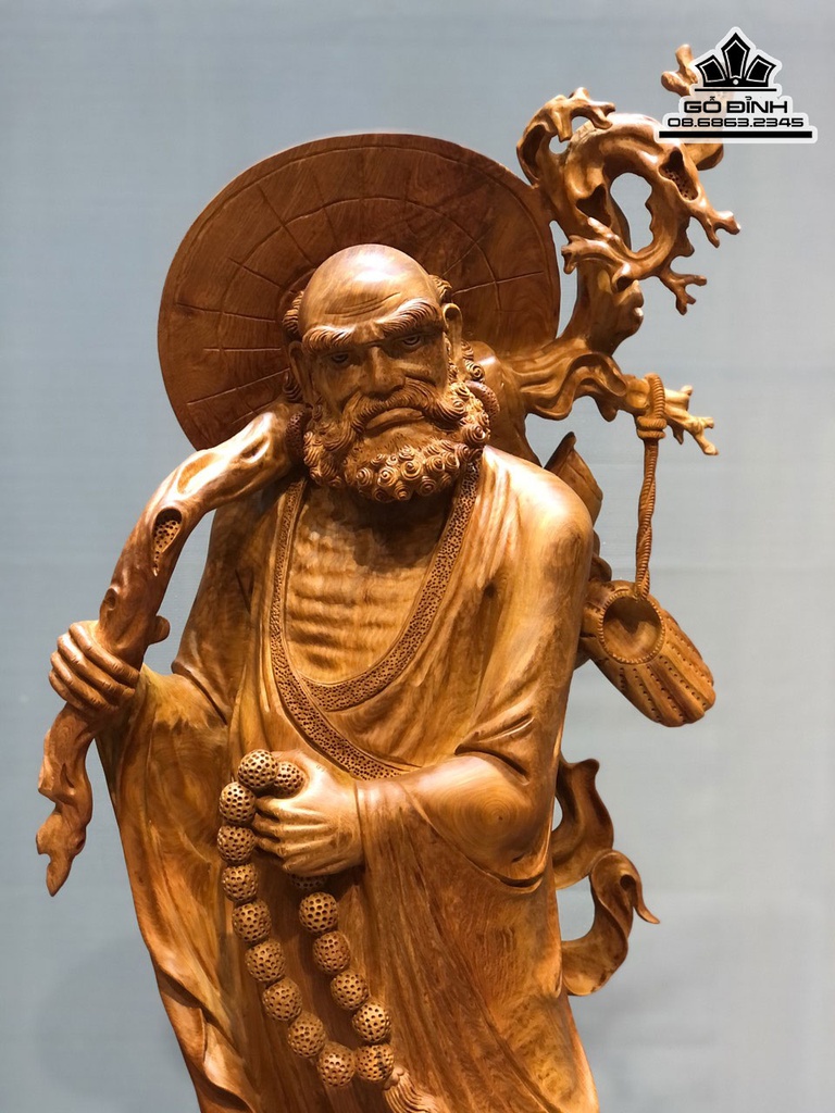 Tượng Đạt Ma Sư Tổ Giáo Hóa Gỗ Hương Việt Cao 128 Ngang 52 Sâu 32 (cm) 3