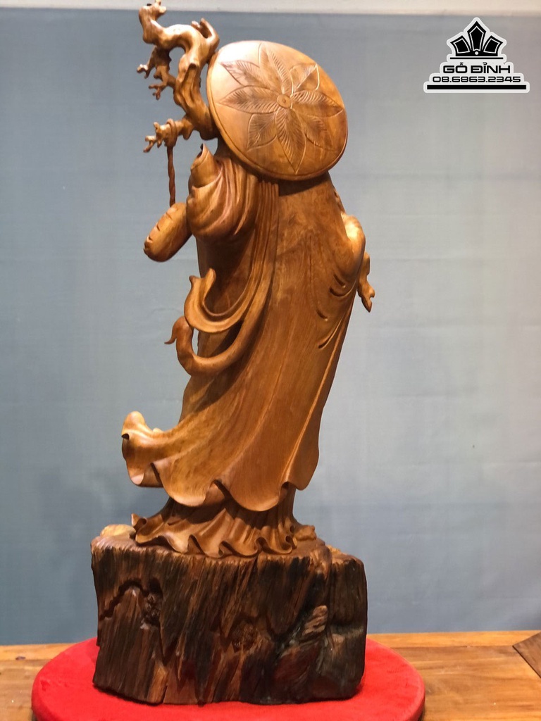 Tượng Đạt Ma Sư Tổ Giáo Hóa Gỗ Hương Việt Cao 128 Ngang 52 Sâu 32 (cm) 4