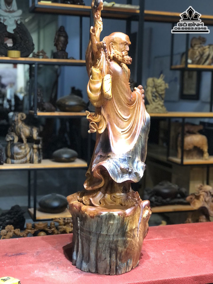 Tượng Đạt Ma Sư Tổ Giáo Hóa Gỗ Hương Cao 109 Ngang 47 Sâu 39 (cm) 1