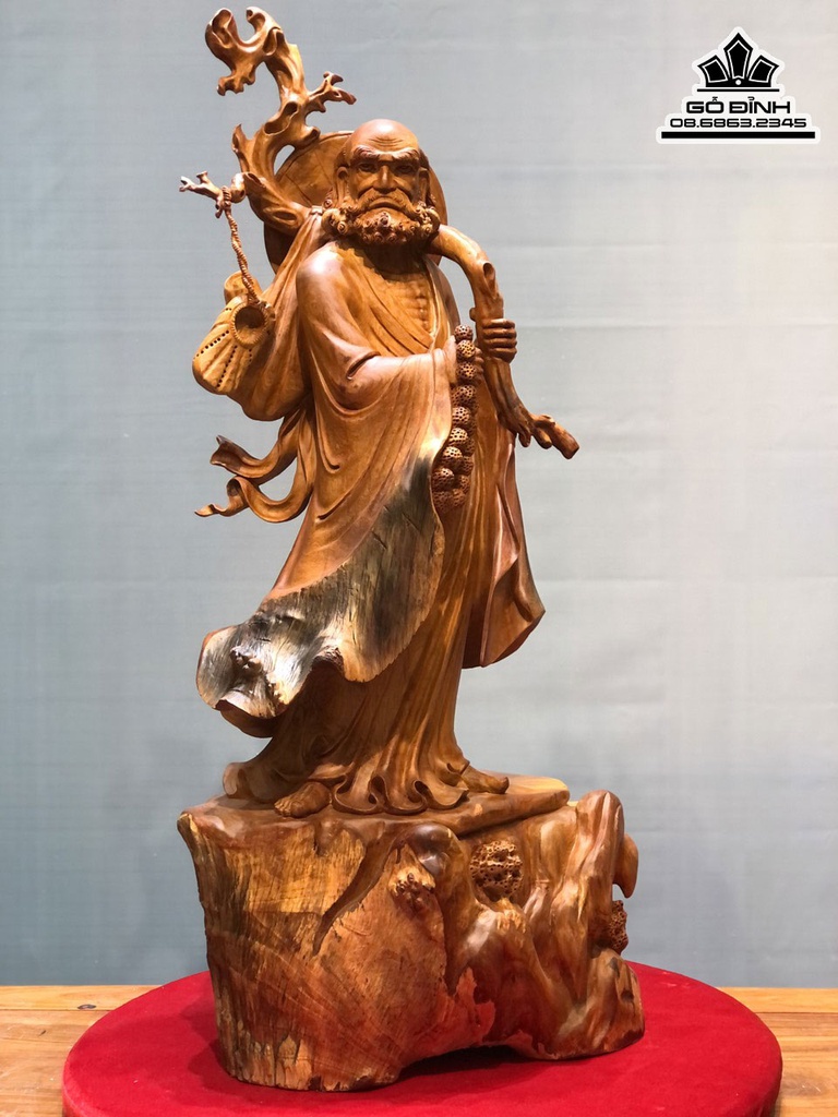 Tượng Đạt Ma Sư Tổ Giáo Hóa Gỗ Hương Cao 109 Ngang 47 Sâu 39 (cm)