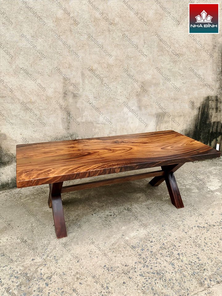 Bàn Ăn Gia Đình Gỗ Me Tây Cao 75 Dài 206 Rộng 90 Dày 6 (cm)