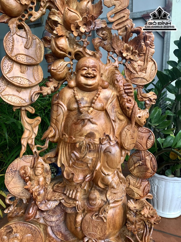 Tượng Phật Di Lặc Gỗ Hương Việt Cao 126 Ngang 55 Sâu 31 (cm) 1