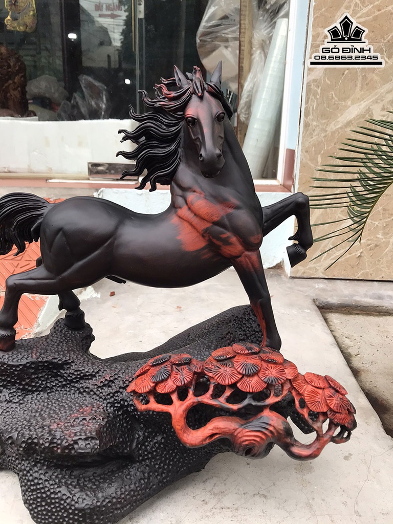 Tượng Ngựa phong Thủy (Nhất Mã) Gỗ Trắc Cao 48 Ngang 52 Sâu 30 (cm) 2