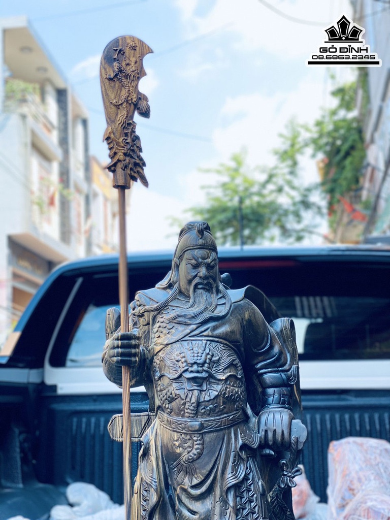 Tượng Quan Công Gỗ Mun Hoa Cao 60 Ngang 22 Sâu 15 (cm) 3