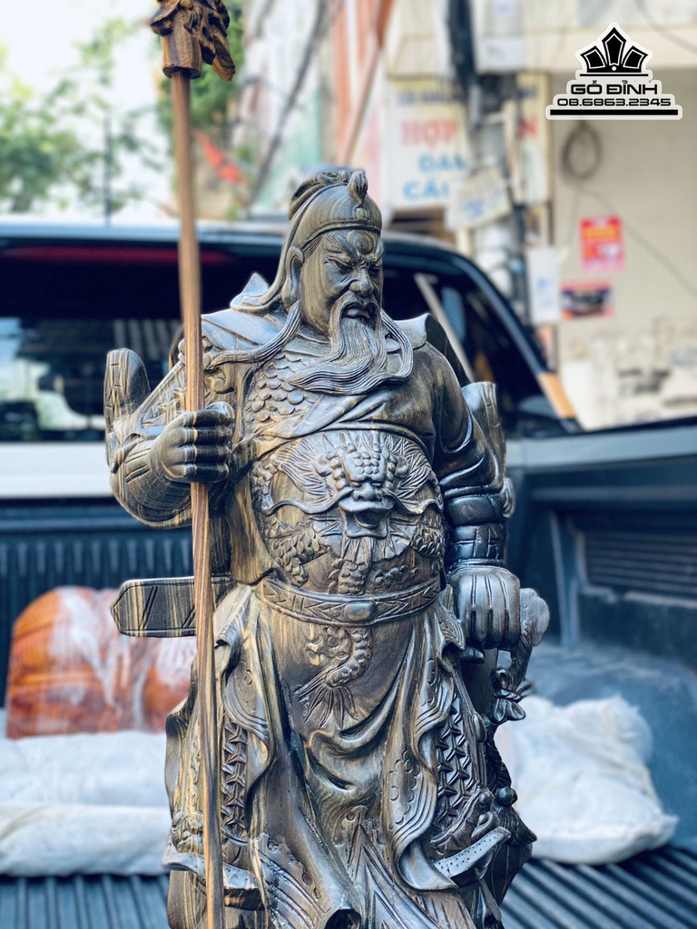 Tượng Quan Công Gỗ Mun Hoa Cao 60 Ngang 22 Sâu 15 (cm) 4