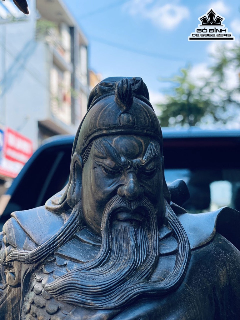 Tượng Quan Công Gỗ Mun Hoa Cao 60 Ngang 22 Sâu 15 (cm) 7