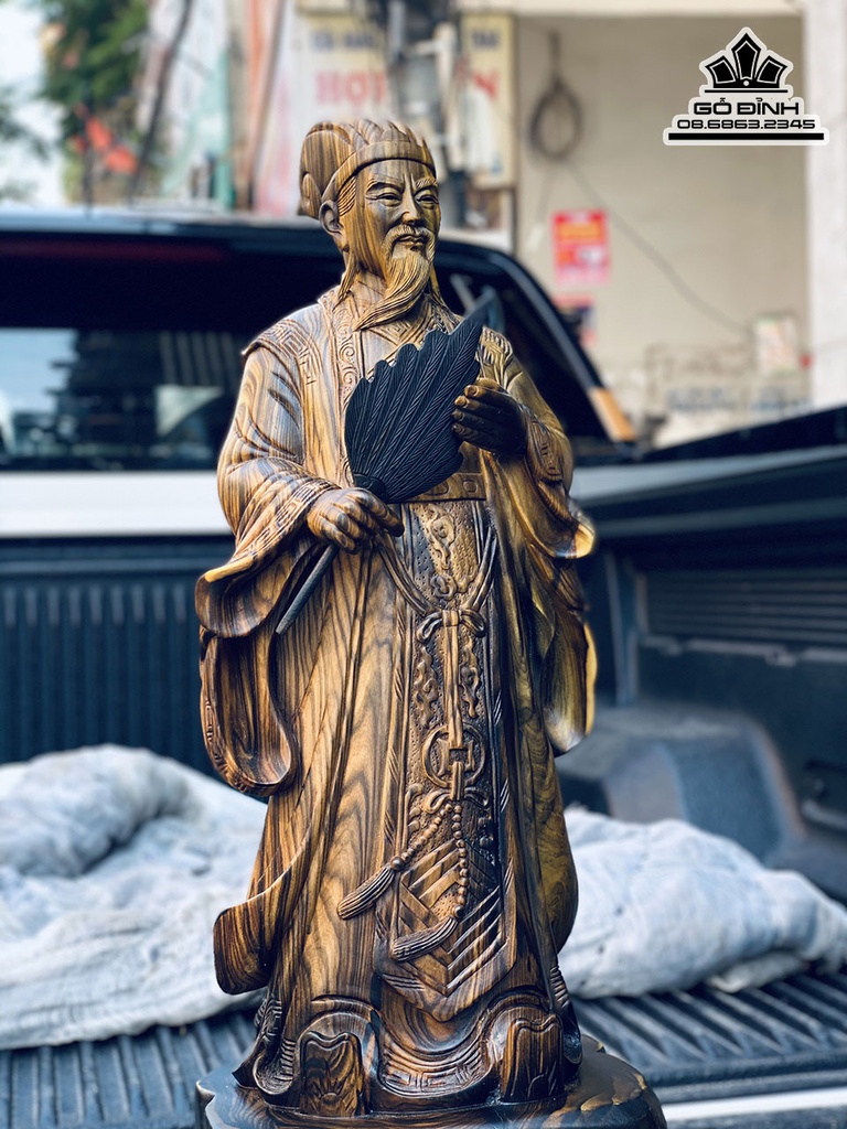 Tượng Không Minh Gỗ Mun Hoa Cao 60 Ngang 20 Sâu 14 (cm) 2