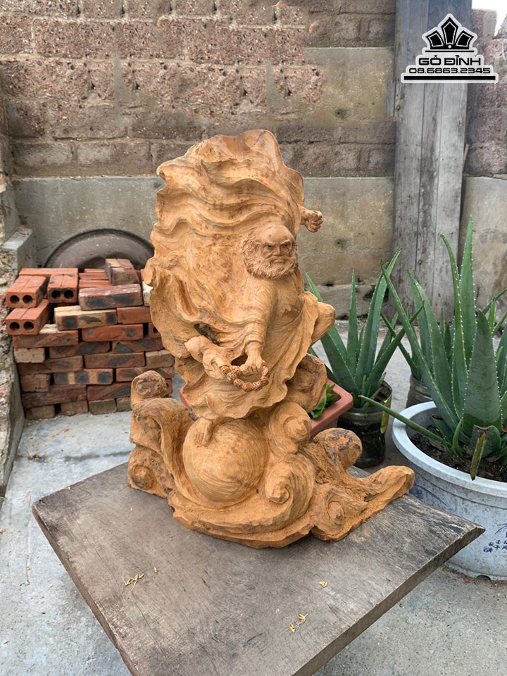 Tượng Đạt Ma Sư Tổ Xuất Quyền Gỗ Ngọc Am Cao 55 Ngang 48 Sâu 20 (cm) 0