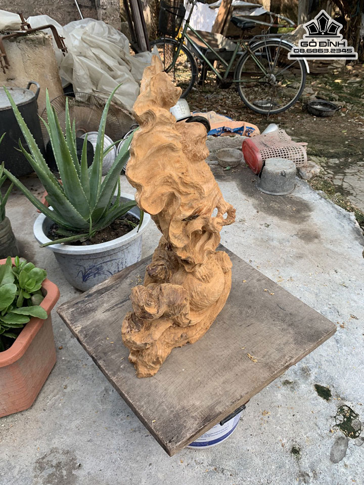 Tượng Đạt Ma Sư Tổ Xuất Quyền Gỗ Ngọc Am Cao 55 Ngang 48 Sâu 20 (cm) 3