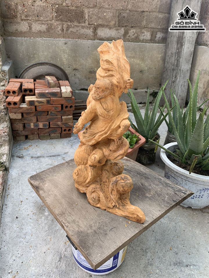 Tượng Đạt Ma Sư Tổ Xuất Quyền Gỗ Ngọc Am Cao 55 Ngang 48 Sâu 20 (cm) 4