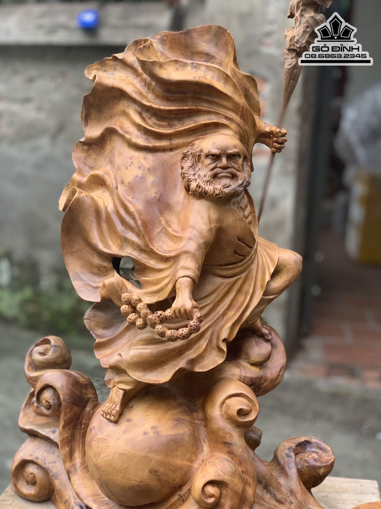 Tượng Đạt Ma Sư Tổ Xuất Quyền Gỗ Ngọc Am Cao 55 Ngang 48 Sâu 20 (cm) 6