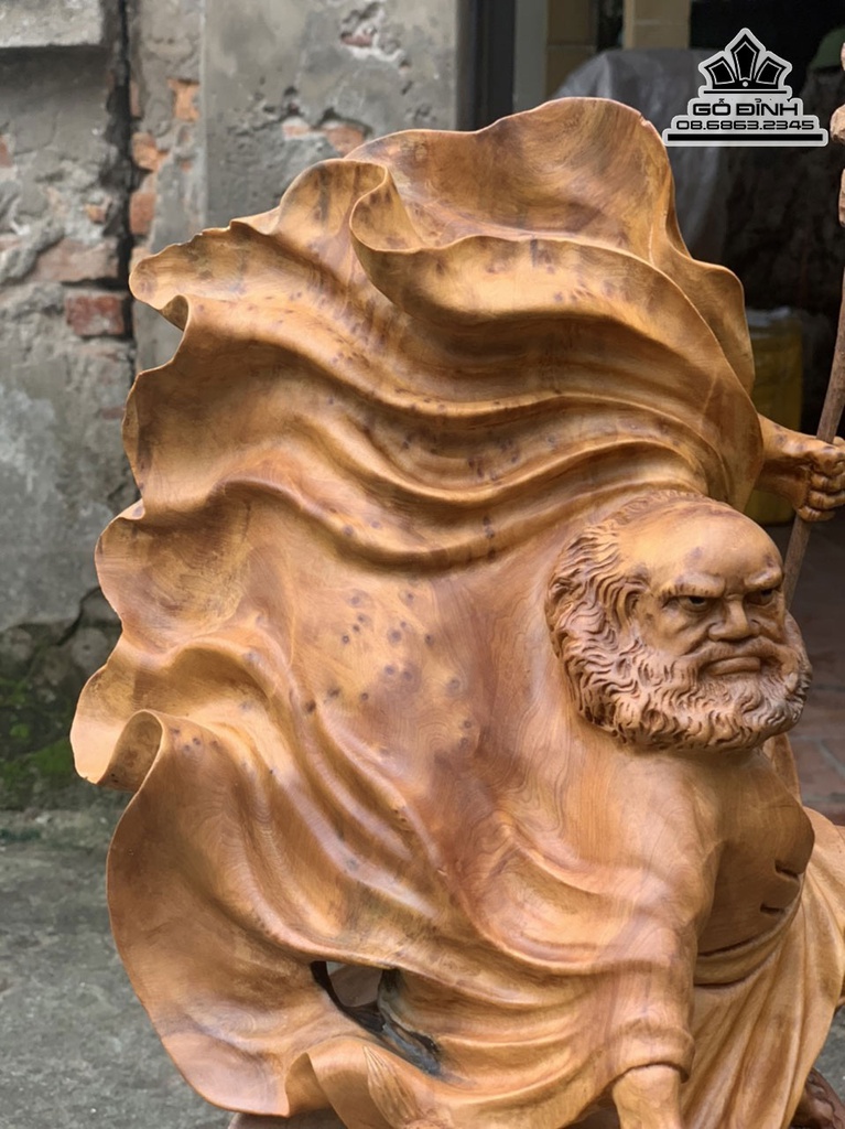 Tượng Đạt Ma Sư Tổ Xuất Quyền Gỗ Ngọc Am Cao 55 Ngang 48 Sâu 20 (cm) 7